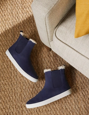 Shearling Chelsea Boots-Navy