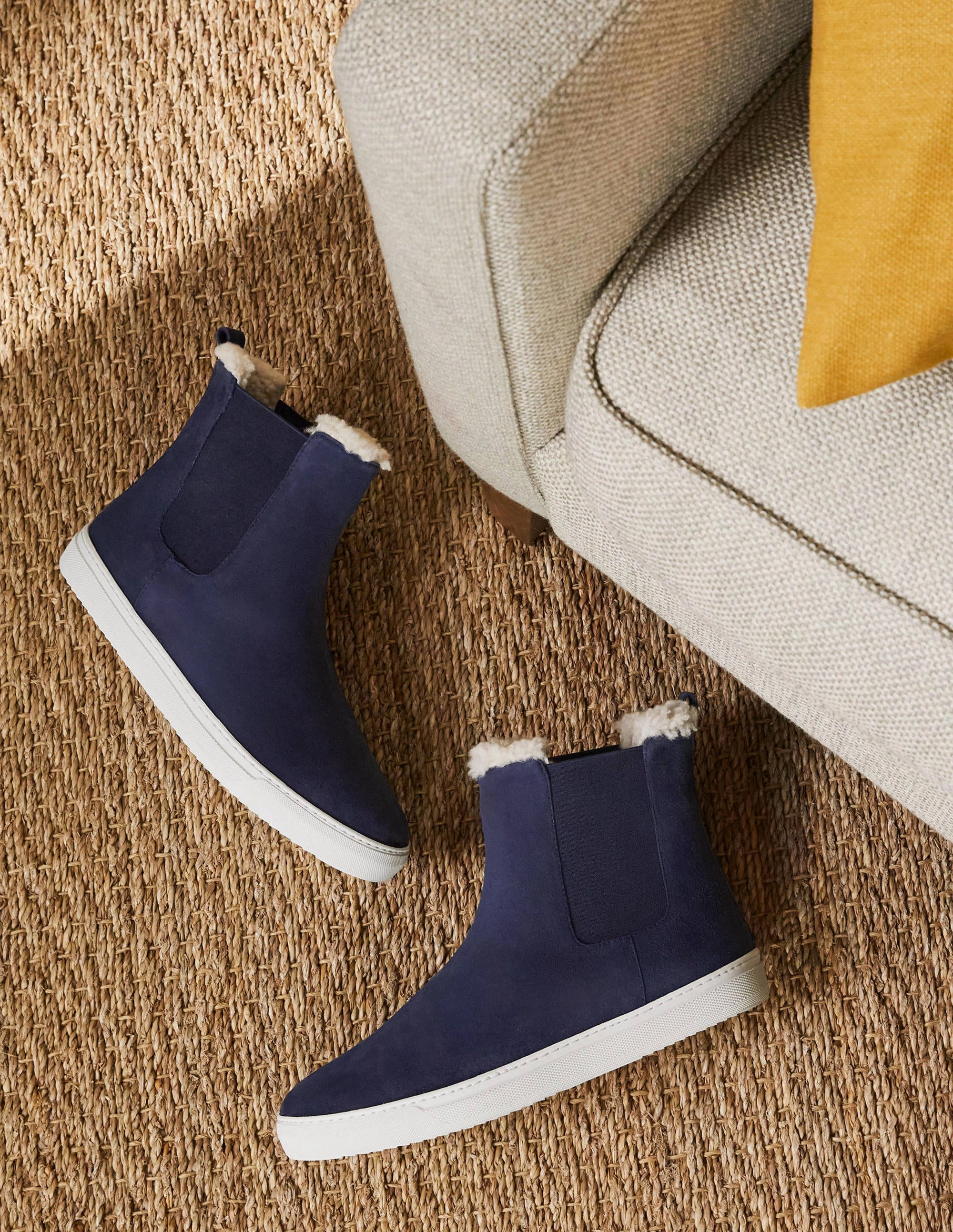 Shearling Chelsea Boots-Navy