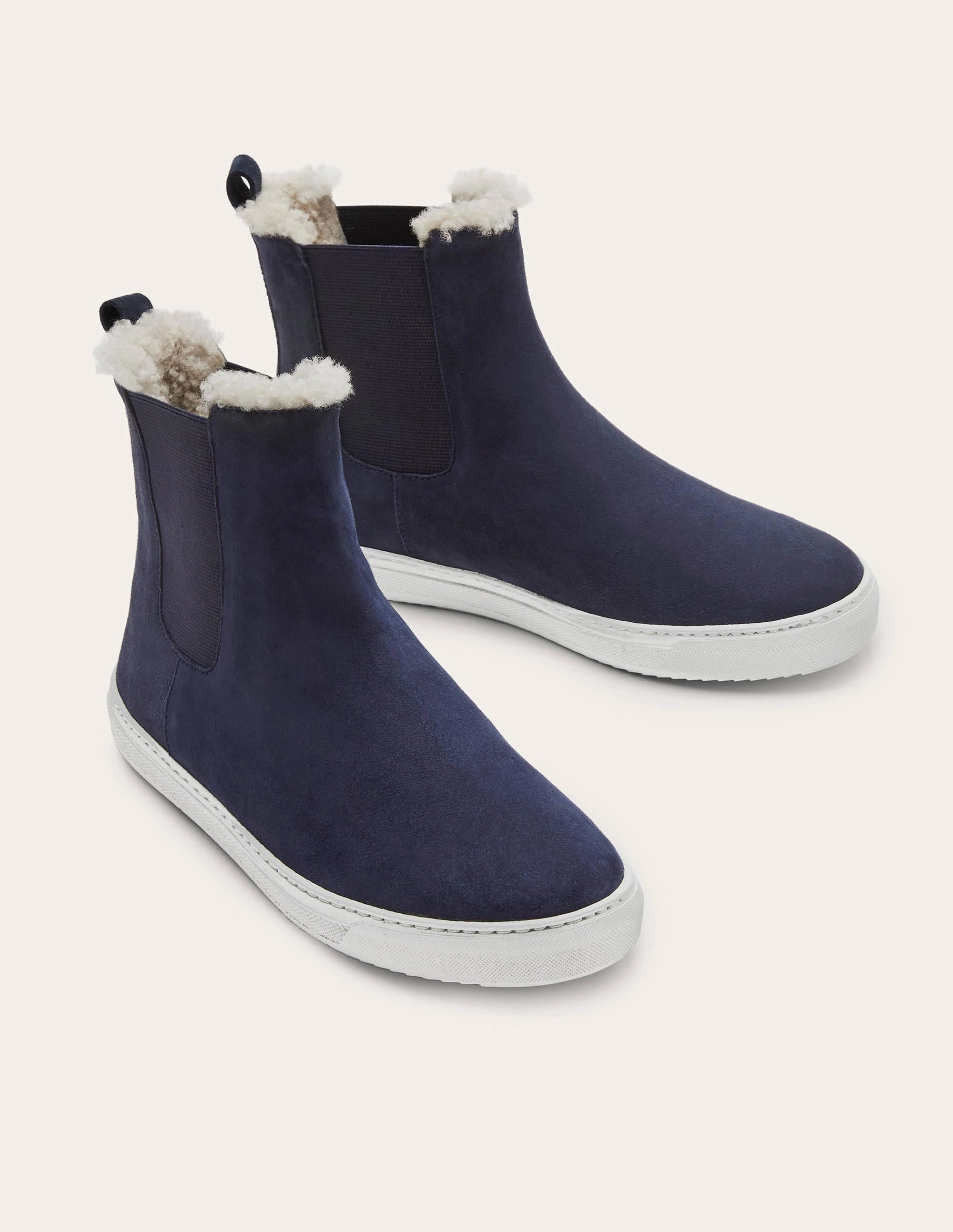 Shearling Chelsea Boots-Navy