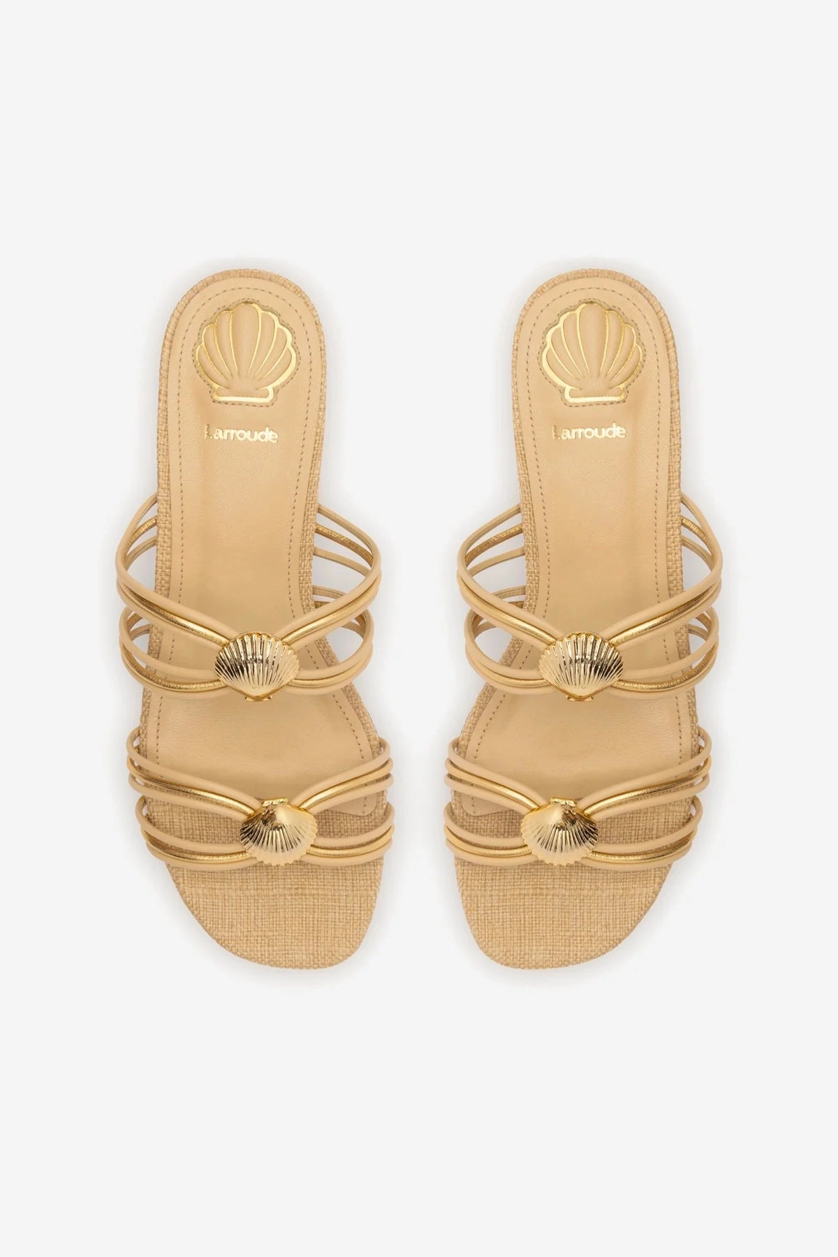 Shelly Flat Mule In Beige Raffia