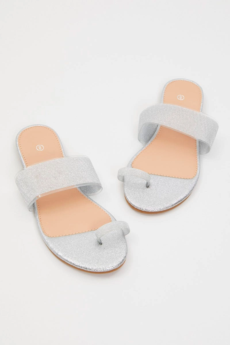 Silver Silver Flat Slides