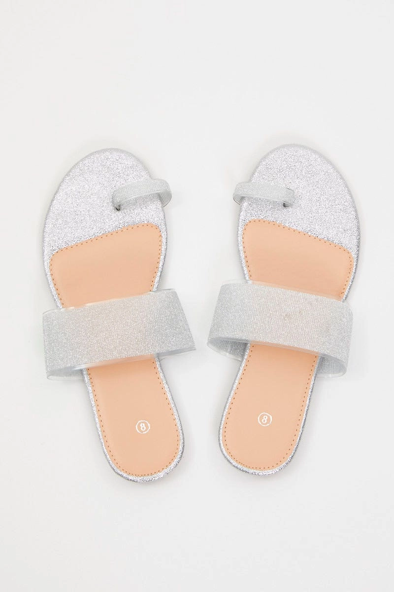 Silver Silver Flat Slides