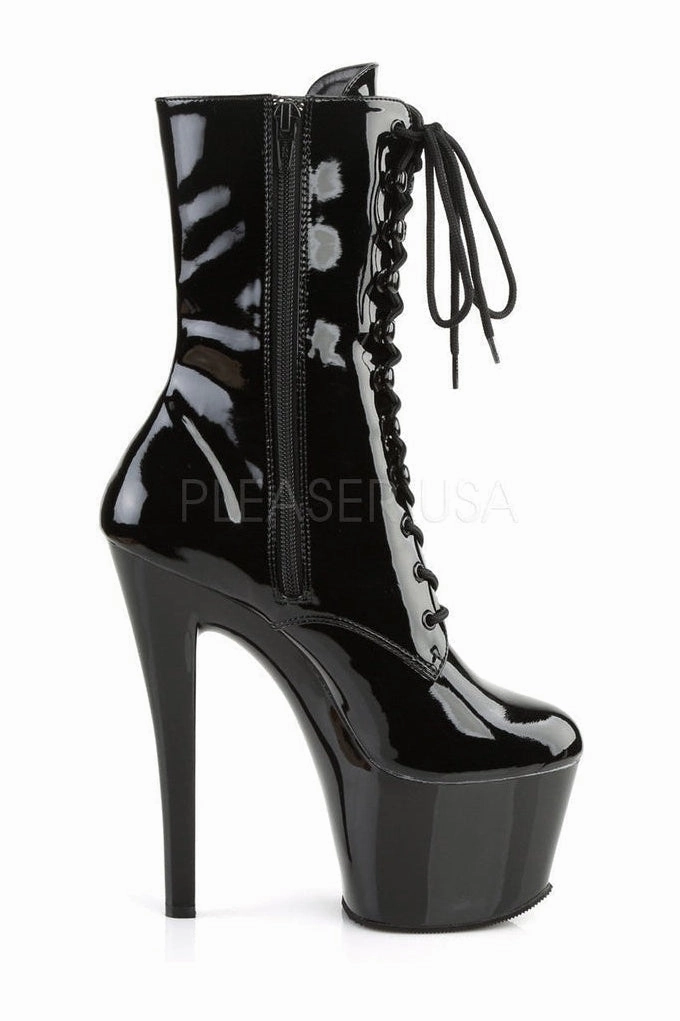 SKY-1020 Platform Boot  | Black Patent