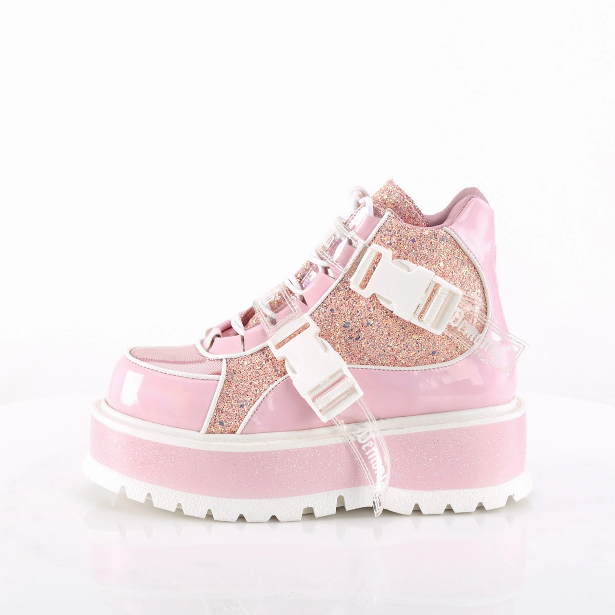 SLACKER-50  Baby Pink Holographic Patent-Pink Multi Glitter