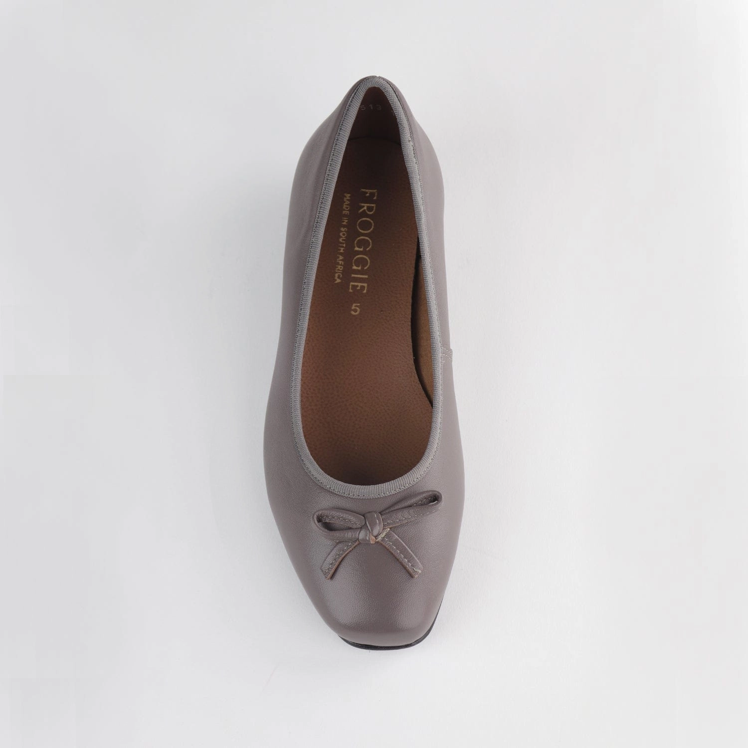 Soft Square Toe Ballerina Flat Pump with Bow in Carbon - 12796