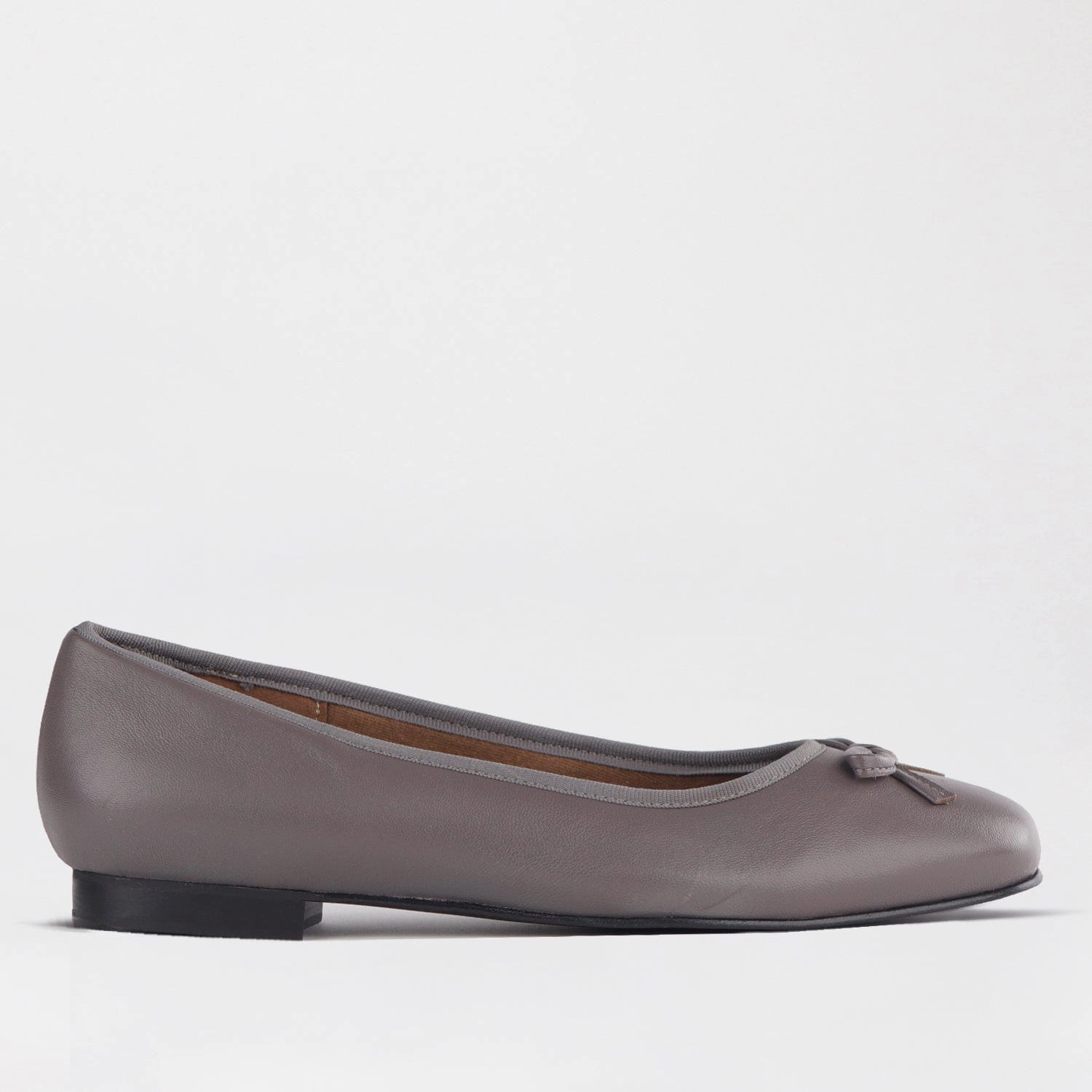 Soft Square Toe Ballerina Flat Pump with Bow in Carbon - 12796