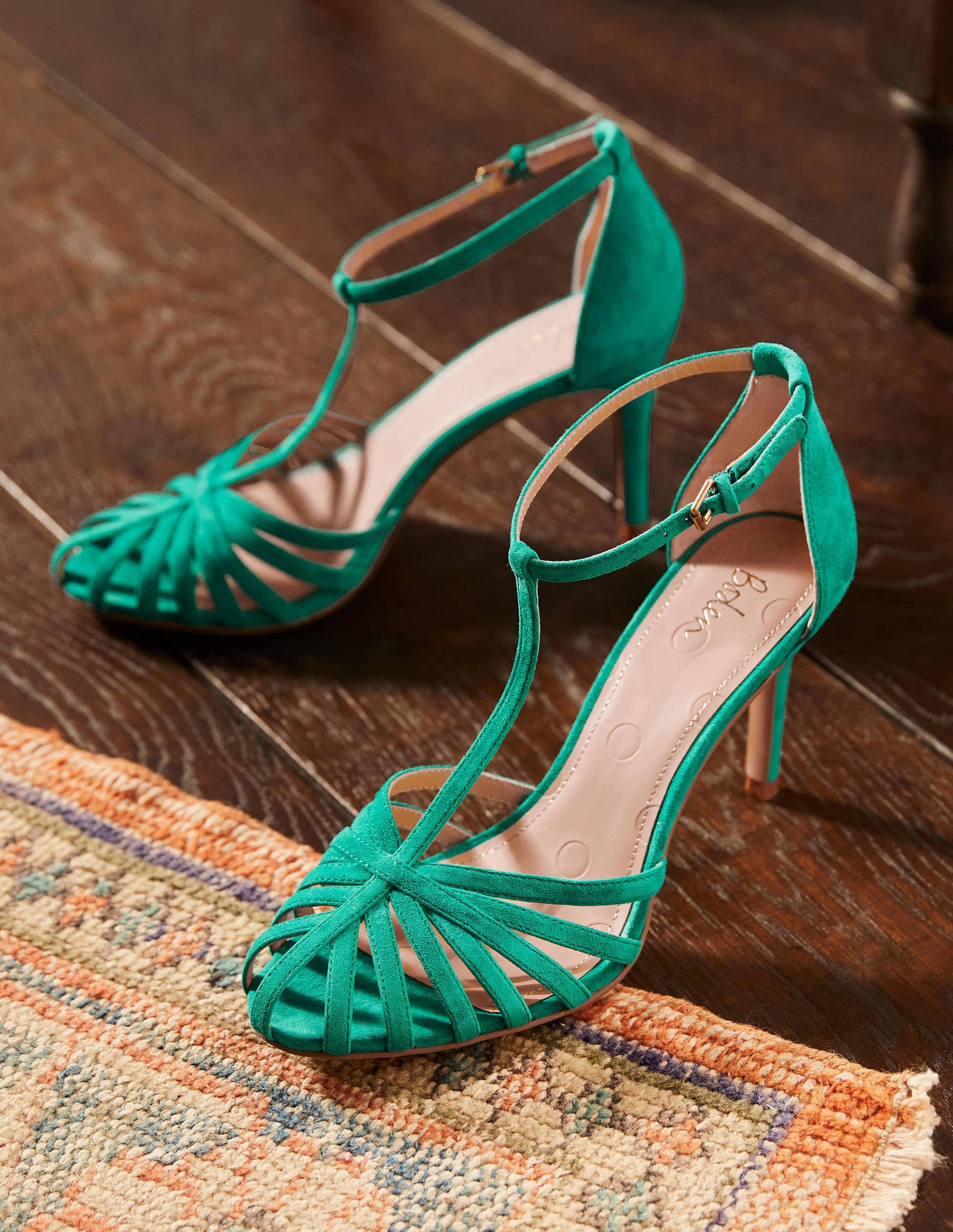 Tess Cage Heel Sandals-Emerald Green
