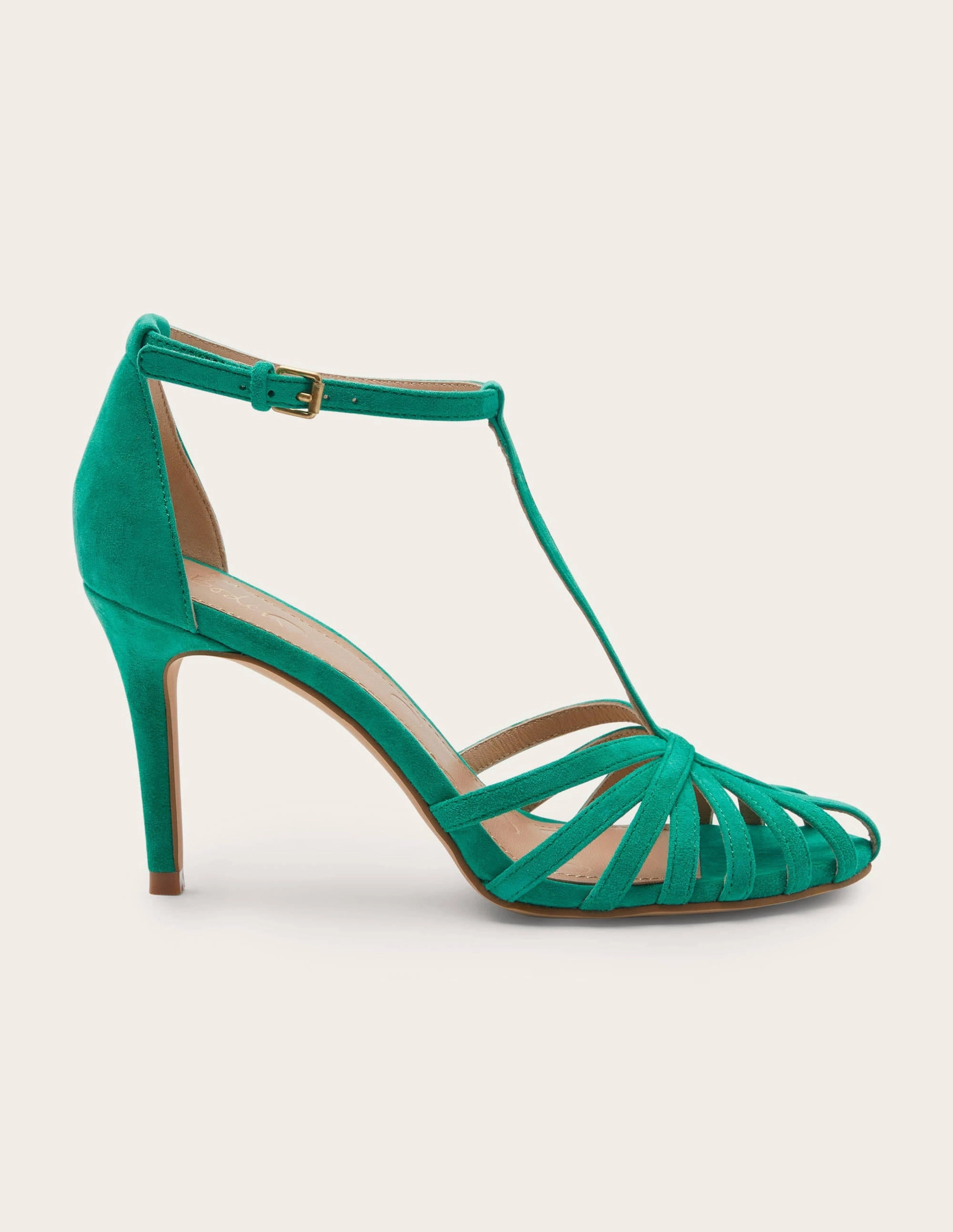 Tess Cage Heel Sandals-Emerald Green