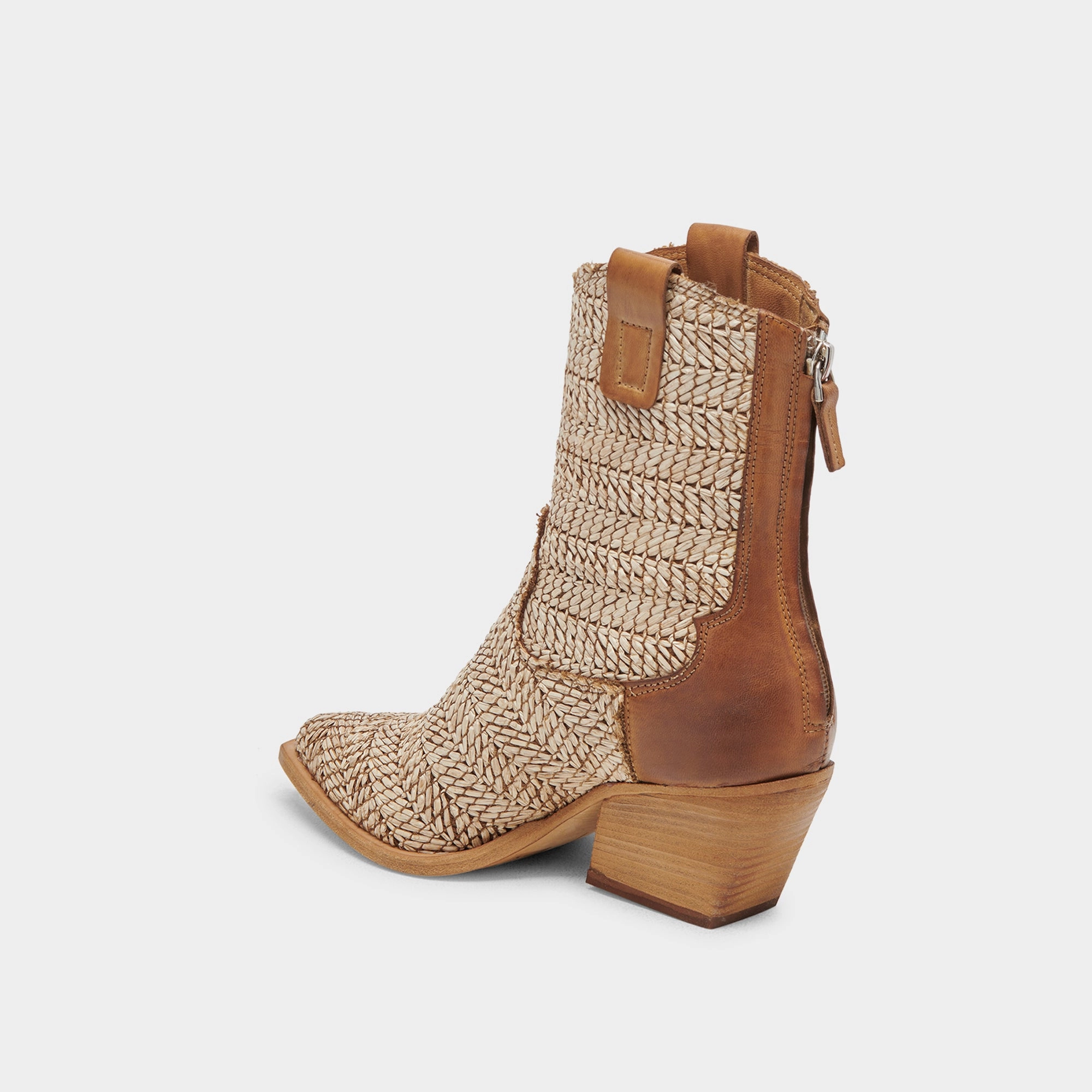 TEXIN BOOTIES BROWN MULTI RAFFIA
