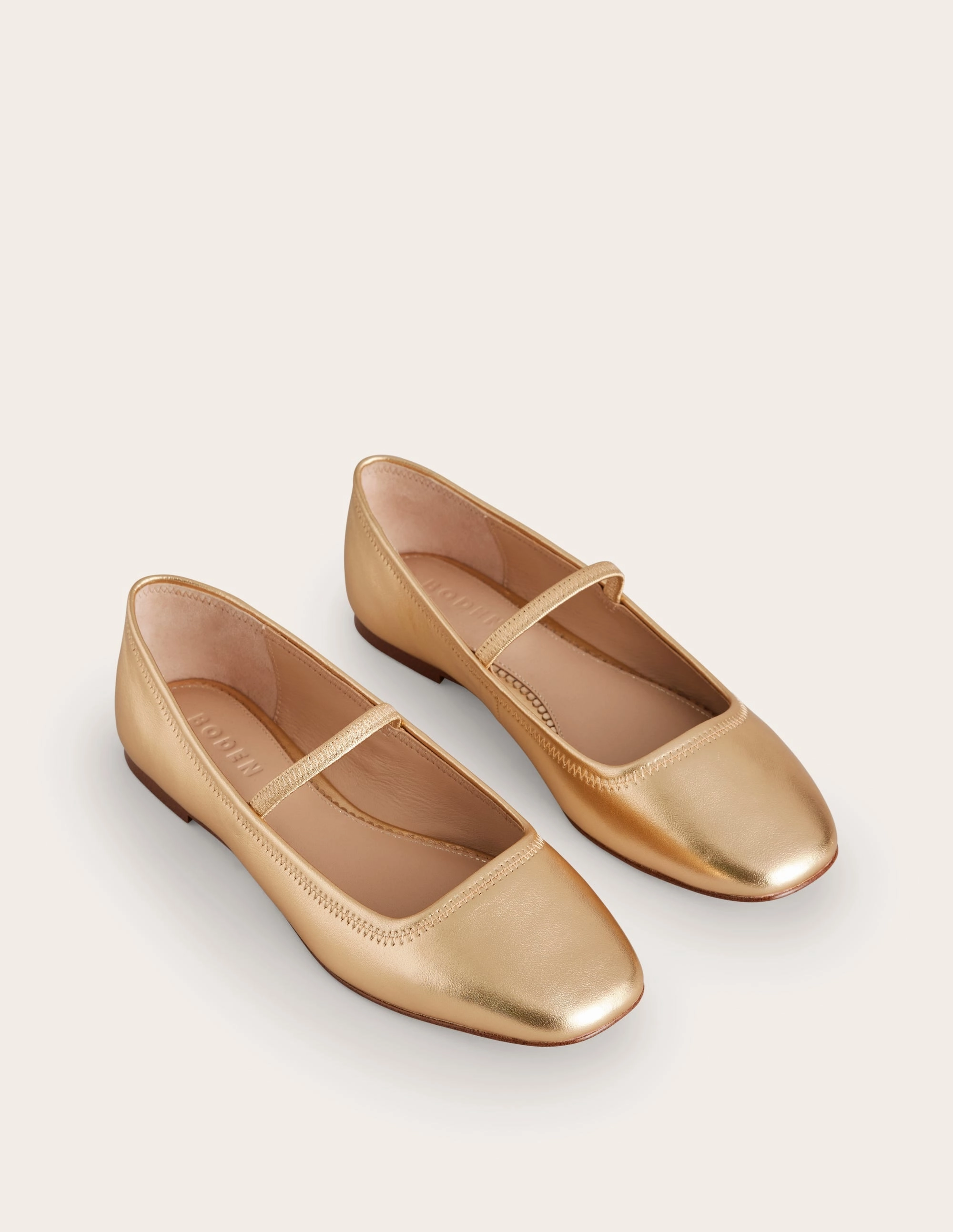 Thea Mary Jane Ballet Flats-Gold Metallic Leather