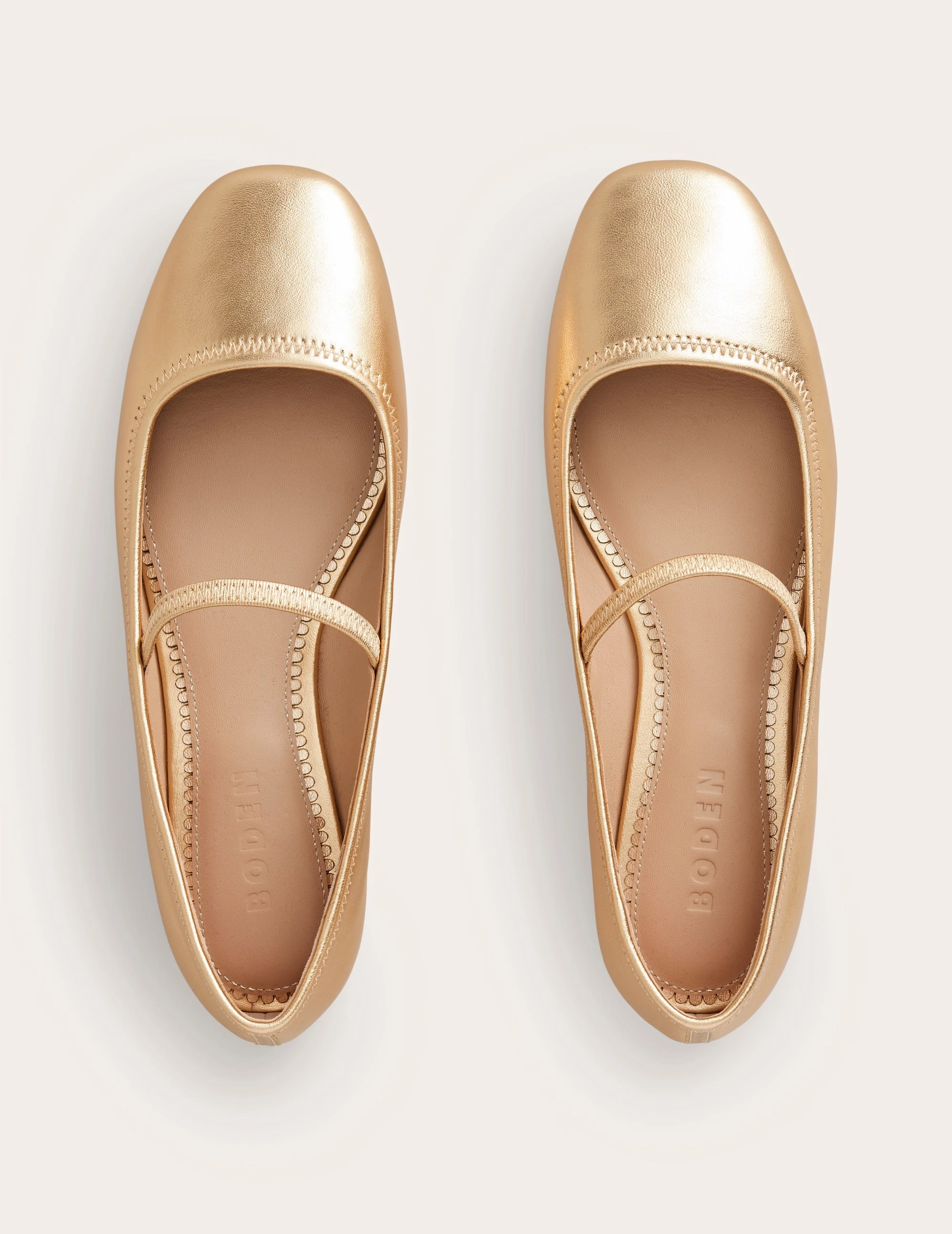 Thea Mary Jane Ballet Flats-Gold Metallic Leather