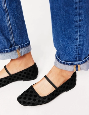 Thea Mary Jane Ballet Flats-Polka Dot Mesh