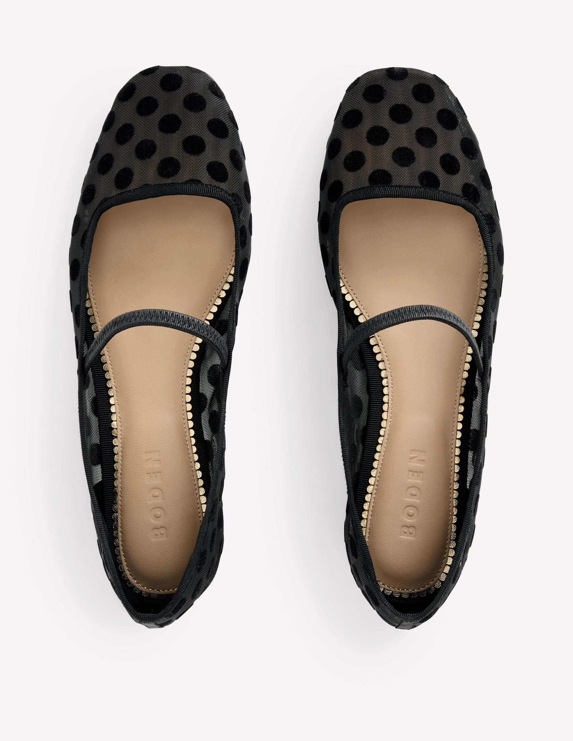 Thea Mary Jane Ballet Flats-Polka Dot Mesh