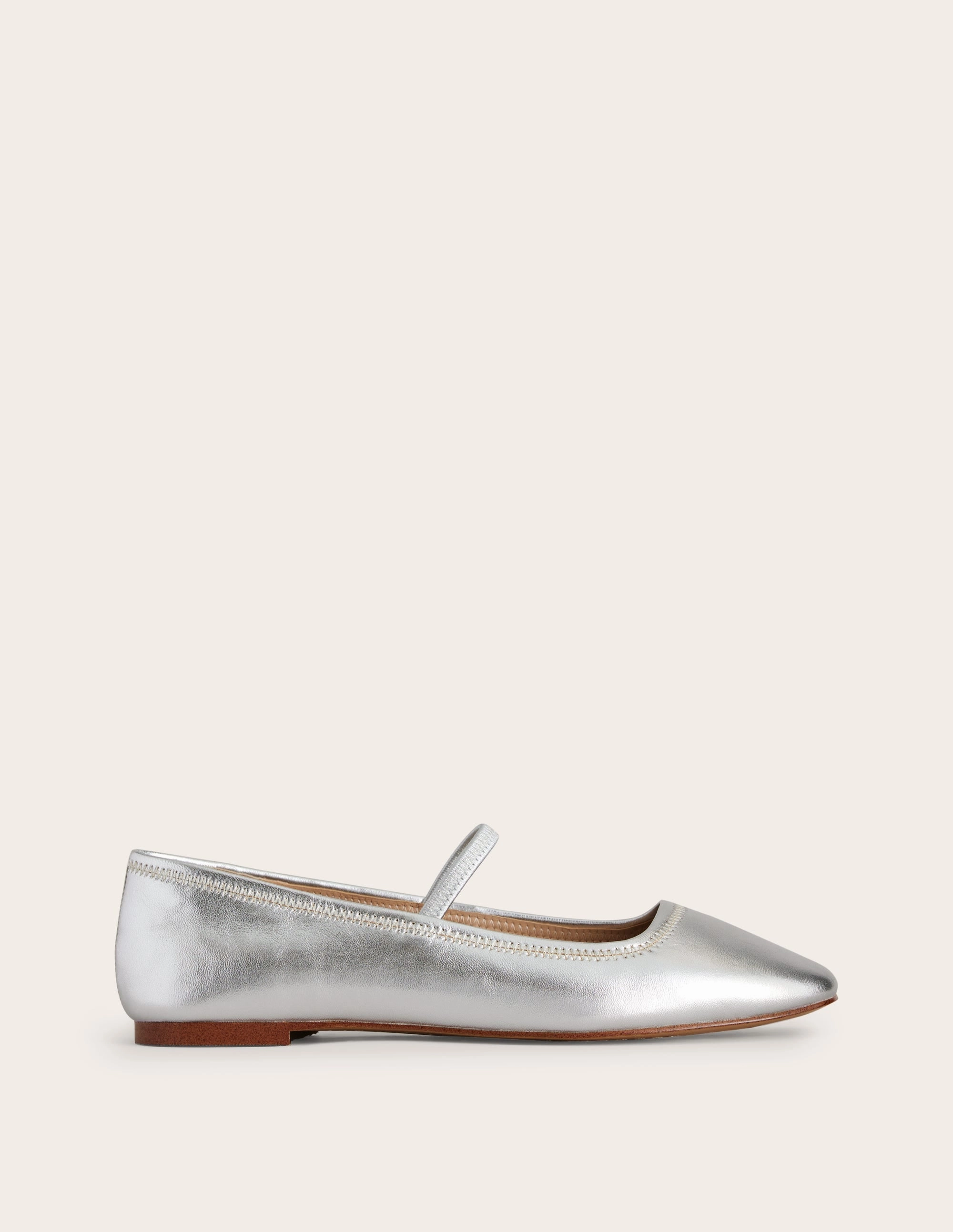 Thea Mary Jane Ballet Flats-Silver Metallic