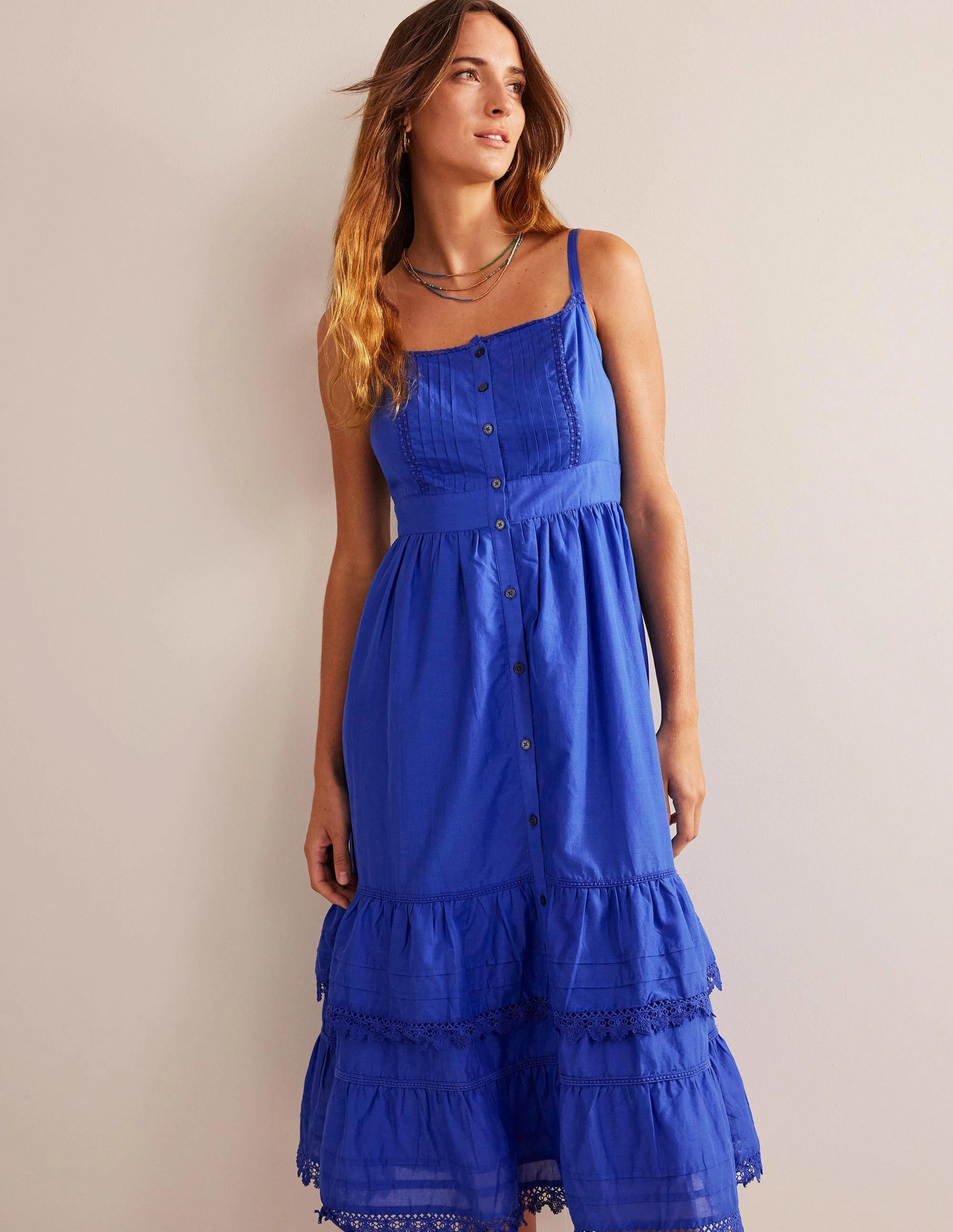 Tiered Trim Midi Dress-Island Sapphire