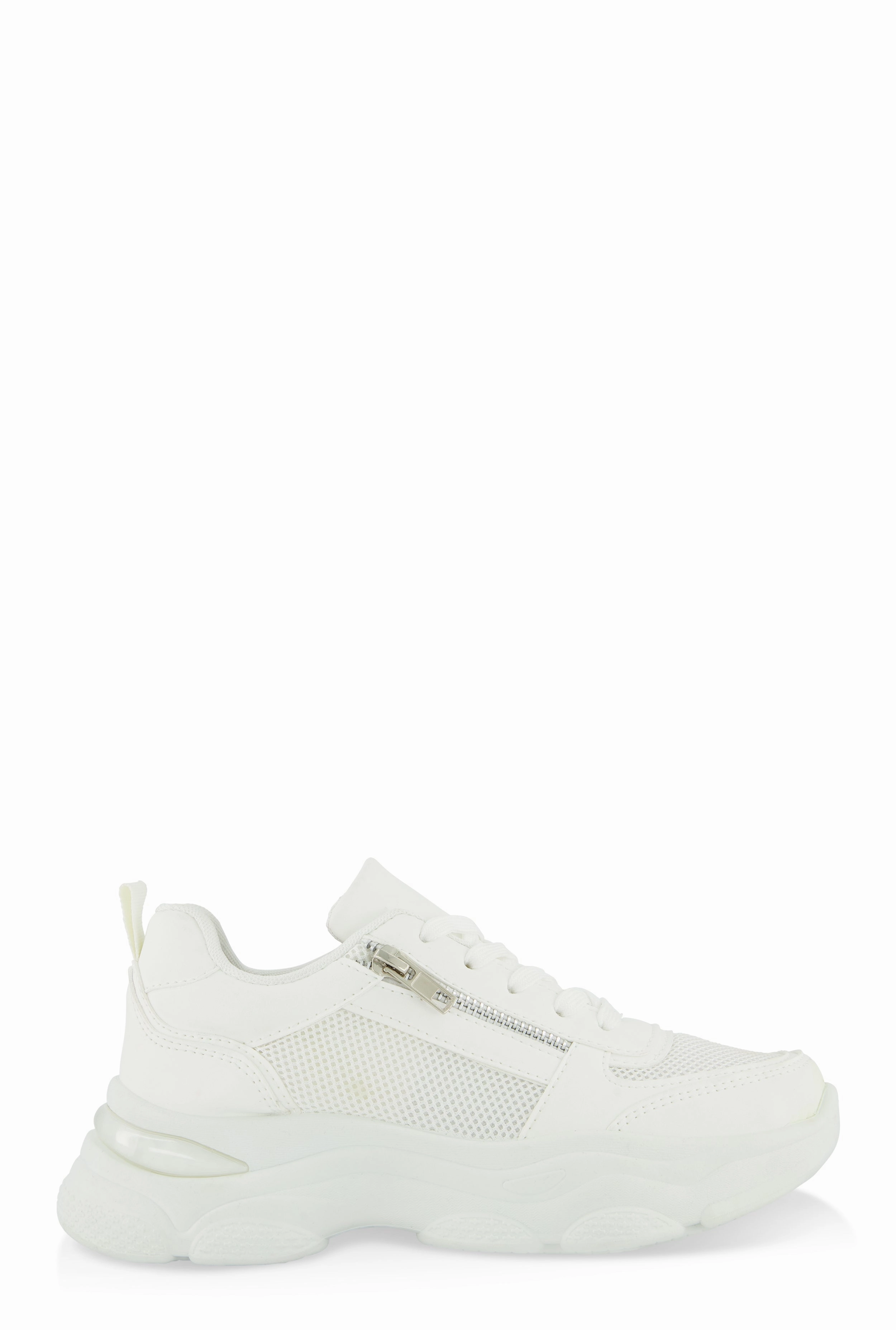 Zipper Detail Chunky Sole Lace Up Sneakers